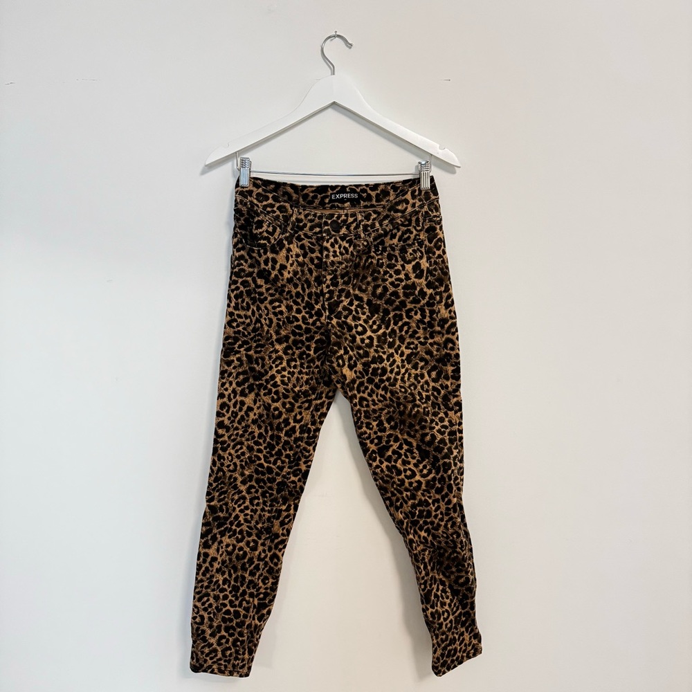 Express leopard print skinny jeans